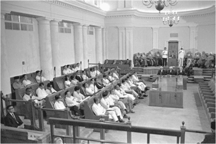 Yang di-Pertuan Negara Yusof Ishak addressing the House at the opening of the first Parliament of the Republic of Singapore on 22 December 1965.