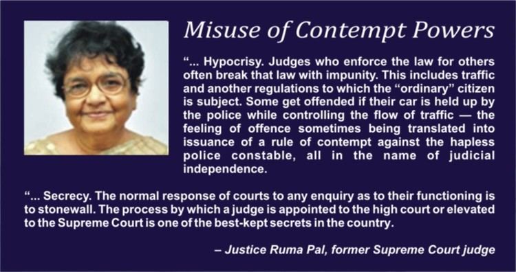 Ruma Pal Justice Ruma Pal The seven deadly sins of judges