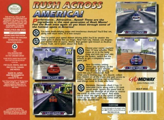 Rush 2: Extreme Racing USA Rush 2 Extreme Racing USA Box Shot for Nintendo 64 GameFAQs