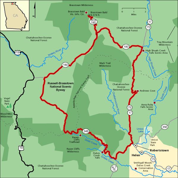 Russell–Brasstown Scenic Byway RussellBrasstown National Scenic Byway Map America39s Byways