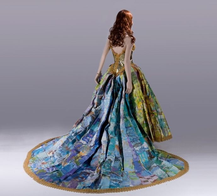 Ryan Jude Novelline Storybook gown constructed entirely out of recycled and