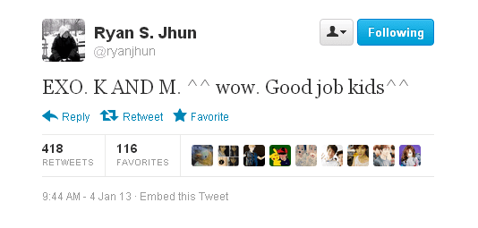 Ryan S. Jhun Ryan S Jhun praised EXOK and EXOM Daily K Pop News