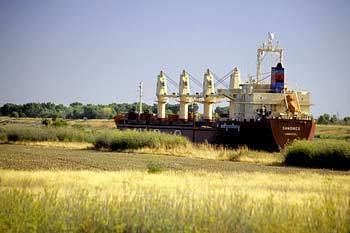 Sacramento Deep Water Ship Channel Sacramento City SS Sandes From Cyprus Ship Is Travaling In