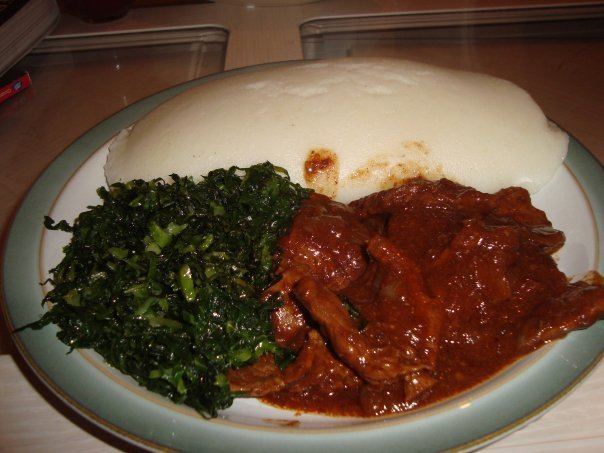 Sadza Zimbabwe Traditional Dish Sadza Maize meal Veggies amp Beef Stew
