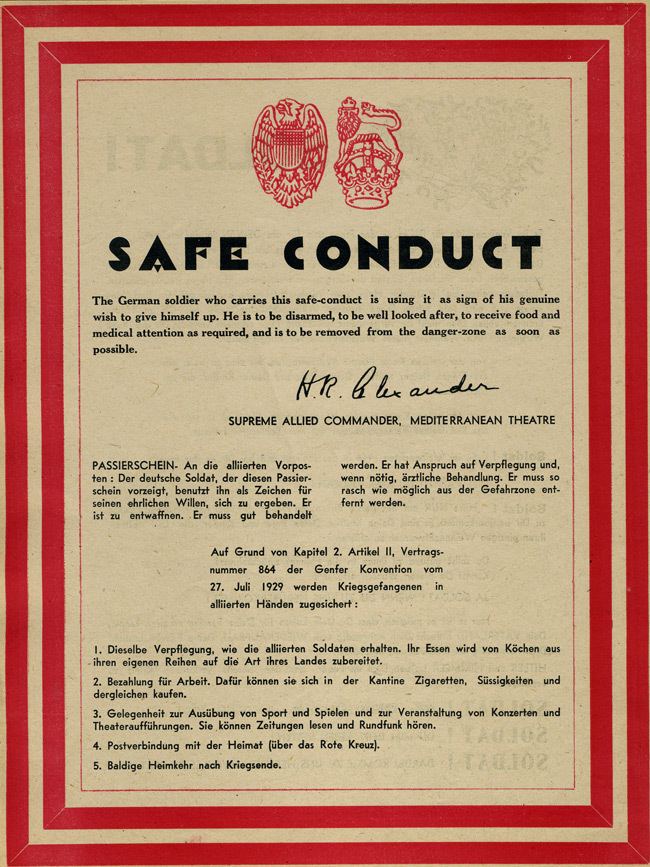 Safe conduct Standard Allied Safe Conduct Passes of WWII