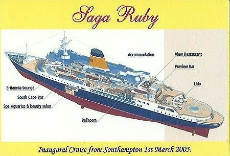 Saga Ruby Vistafjord Cruise Ship Postcards