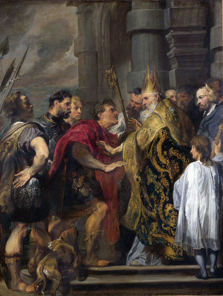 Saint Ambrose barring Theodosius from Milan Cathedral