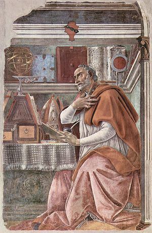 Saint Augustine in His Study (Botticelli, Ognissanti) httpsuploadwikimediaorgwikipediacommonsthu