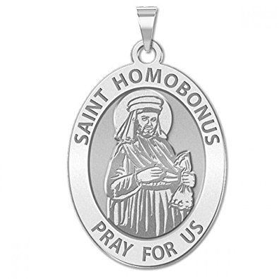 Saint Homobonus Amazoncom Saint Homobonus OVAL Religious Medal 12 X 23 Inch
