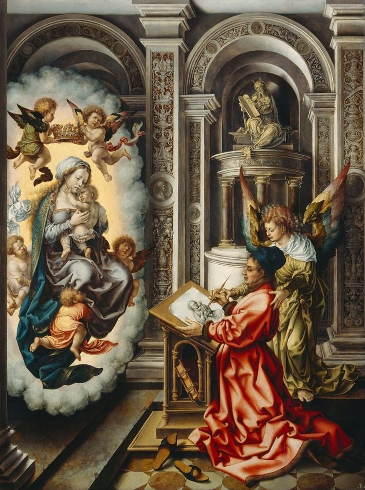 Saint Luke painting the Virgin Jan Gossaert Saint Luke Painting the Virgin Mary 1520 Artsy