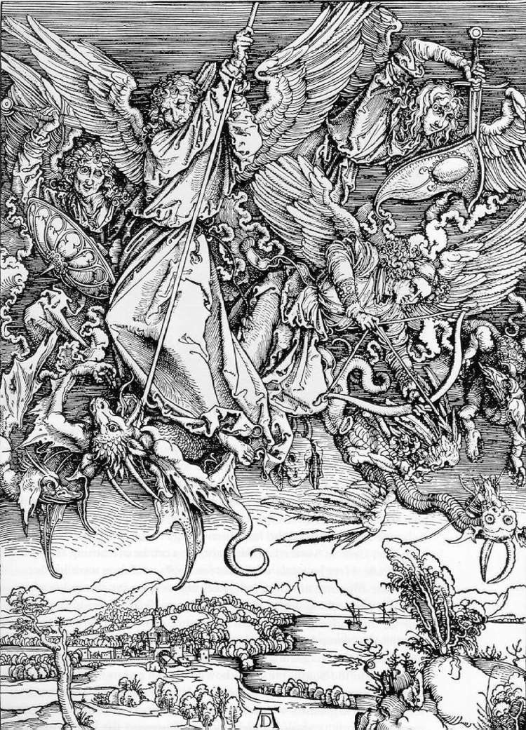 Saint Michael Fighting the Dragon httpsuploads2wikiartorgimagesalbrechtdurer