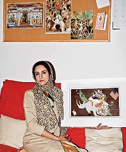 Saira Wasim and her painting Demockery, 2008