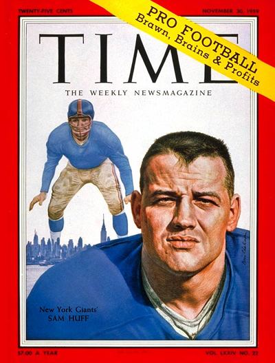 Sam Huff TIME Magazine Cover Sam Huff Nov 30 1959 Football