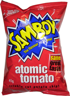 Samboy Aussie Productscom Samboy Chips Atomic Tomato 45g Aussie Foods