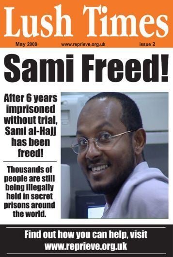 Sami al-Hajj Lush celebrates the release from Guantnamo of alJazeera journalist