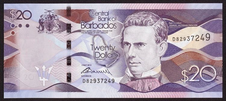 Samuel Jackman Prescod Barbados 20 Dollars banknote 2013 Samuel Jackman Prescod