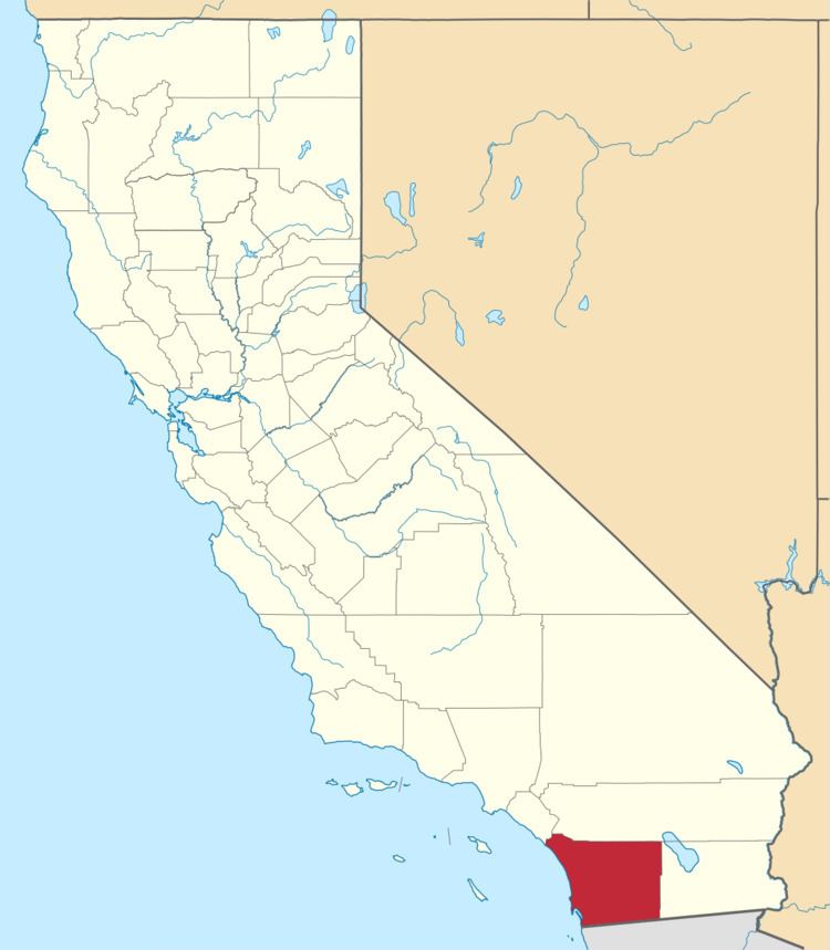The Imperial Valley California Map, in pale blue color indicates the body of water, and cream color indicates the land with a gray line indicates the division of cities, at the top right is a line all the way to the bottom right in a shade of beige, at the bottom right is a land in red shade.