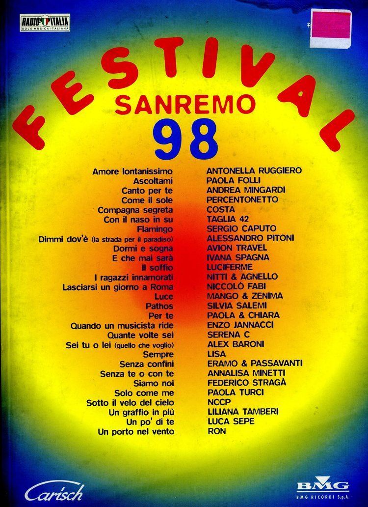 Sanremo Music Festival 1998 Mv Musica e Vita Vendita spartiti online