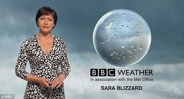 Sara Blizzard Snow joke BBC weathergirl39s real name is Sara BLIZZARD