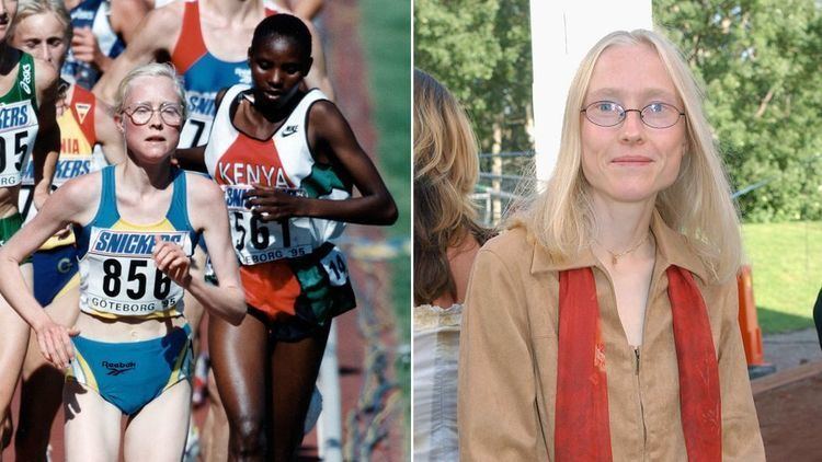 On left Sara Wedlund Running On Right Sara Wedlund wearing a brown dress