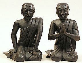 Sariputta Black Lacquered Pair of Monks Sariputta and Mogallana item 811124