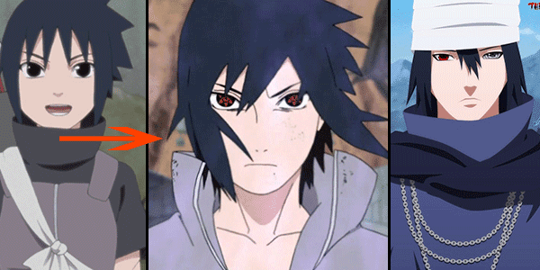 Sasuke Uchiha transformation from childhood to adulthood