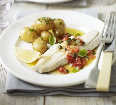 Sauce vierge Grilled bass with sauce vierge BBC Good Food