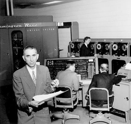 Saul Gorn Photo Saul Gorn and the UNIVAC I computer University of