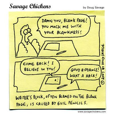 Savage Chickens Writer39s Block Cartoons Savage Chickens Cartoons on Sticky Notes