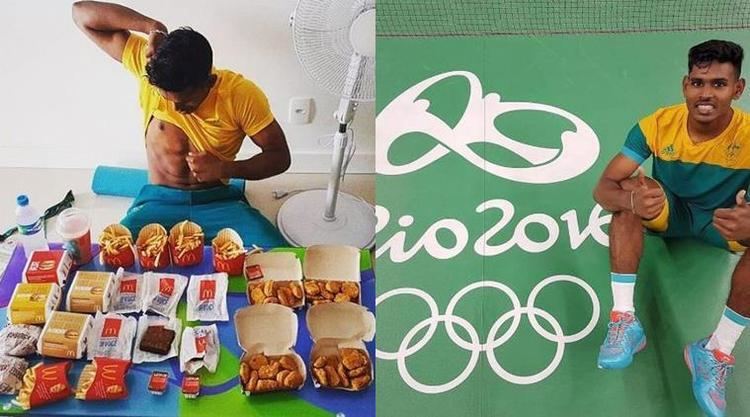 Sawan Serasinghe Australian Olympian Sawan Serasinghe celebrates Rio finish with a