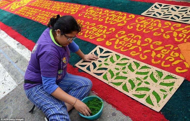 Sawdust carpet World Record Holy Week carpet in Guatemala measures a whopping 6600