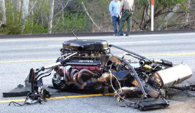 A car engine of the racing cars ridden by Sébastien Enjolras.