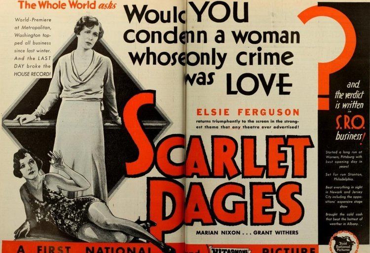 Scarlet Pages Scarlet Pages 1930 Starring Elsie Ferguson in Her Only Talkie