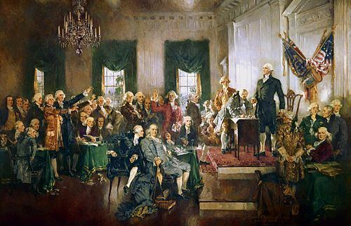 Scene at the Signing of the Constitution of the United States httpsuploadwikimediaorgwikipediacommonsthu