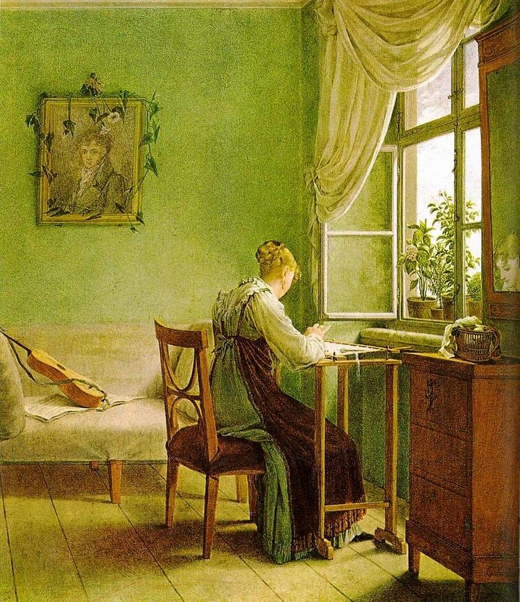 "Lady Embroidering by a Window" by Georg Freidrich Kersting