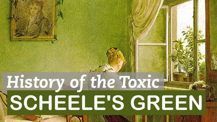 Georg Freidrich Kersting's painting Lady Embroidering by a Window with the caption "History of the Toxic Scheele's Green"