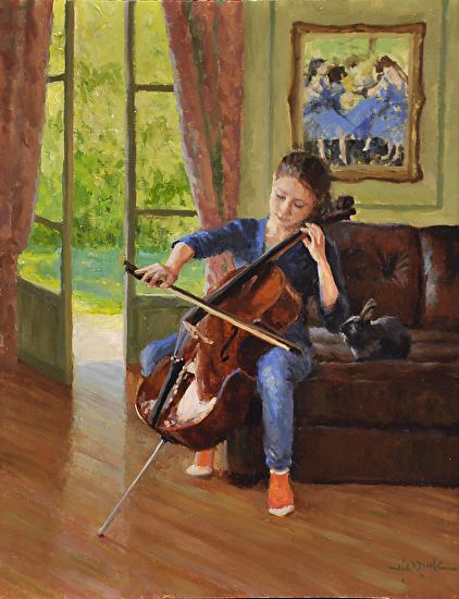 Scott Harding (musician) Practice With a Friend by Scott Harding Oil 14 x 11 Musicians
