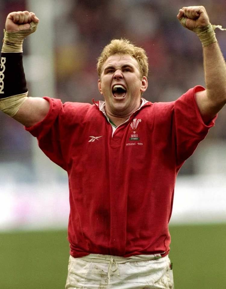 Scott Quinnell Wales39 Scott Quinnell celebrates victory Rugby Union
