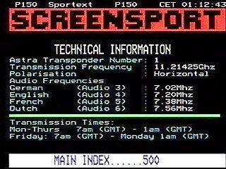 Screensport mb21 ethernet The Teletext Museum Satellite and Cable