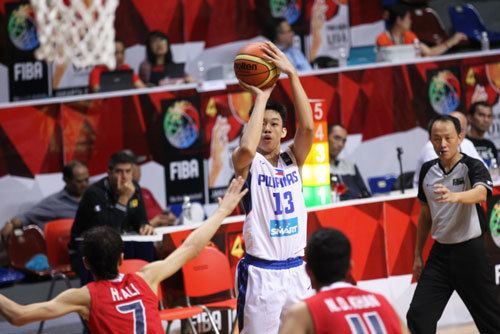 Sean Dave while shooting the ball | leading Batang Gilas with 16 points and 6 rebounds
