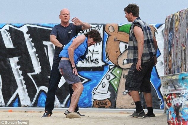 Seasons Beatings movie scenes Action star Bruce Willis displays his tough side as he filmed in Venice Beach 