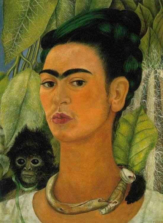 Self-Portrait with Monkey Selfportrait with Monkey 1938 by Frida Kahlo