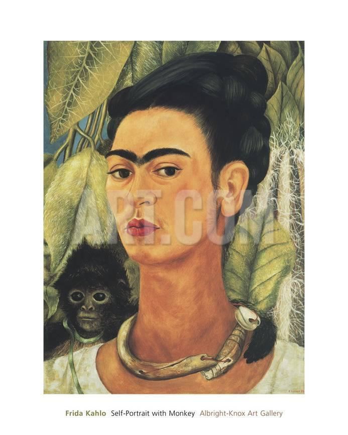 Self-Portrait with Monkey SelfPortrait with Monkey c1938 Art Print by Frida Kahlo at Artcom