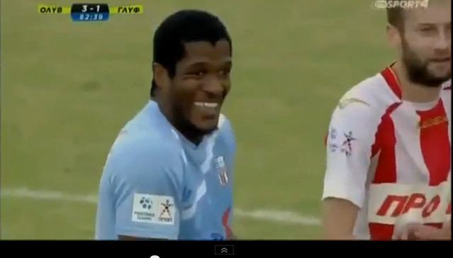 Serge Djiehoua as he smiles happily during one of his football games