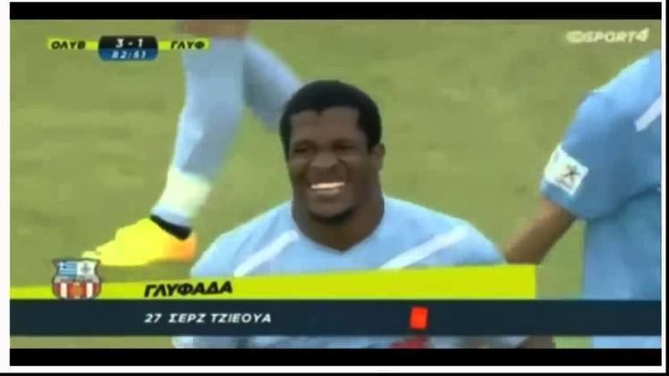 Serge Djiehoua as he smiles happily during one of his football games