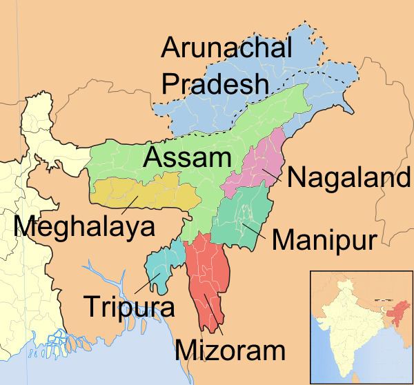 Seven Sister States Map Seven Sister States of northeastern India Tribal Cultural
