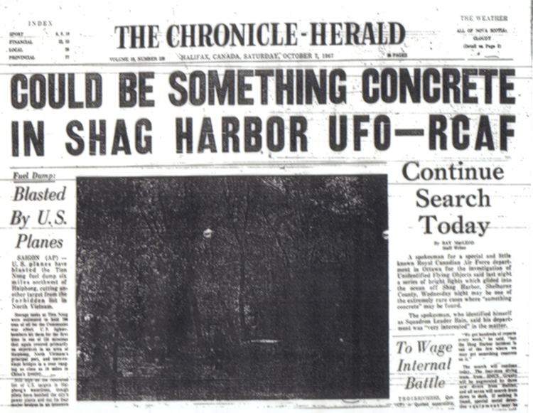 Shag Harbour UFO incident wwwshagharbourufocomBlack20and20white20Chron