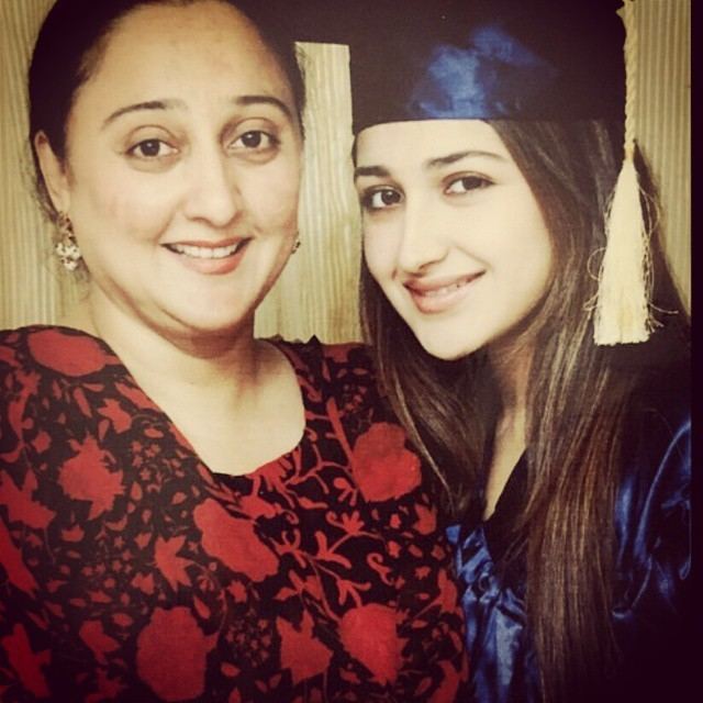 Shaheen Banu with her daughter Sayyeshaa on her graduation