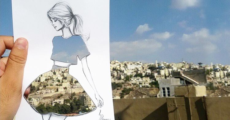 Shamekh Bluwi Fashion Illustrator Completes His CutOut Dresses With Clouds And