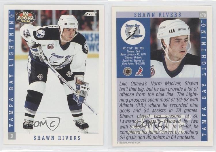 Shawn Rivers 199394 Score American 470 Shawn Rivers Tampa Bay Lightning Rookie